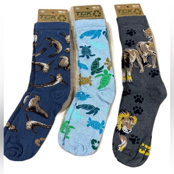 Accessories - 3 pair of‎ TCK Lions, Sea Lions and Turtle Crew Socks NWT Size M